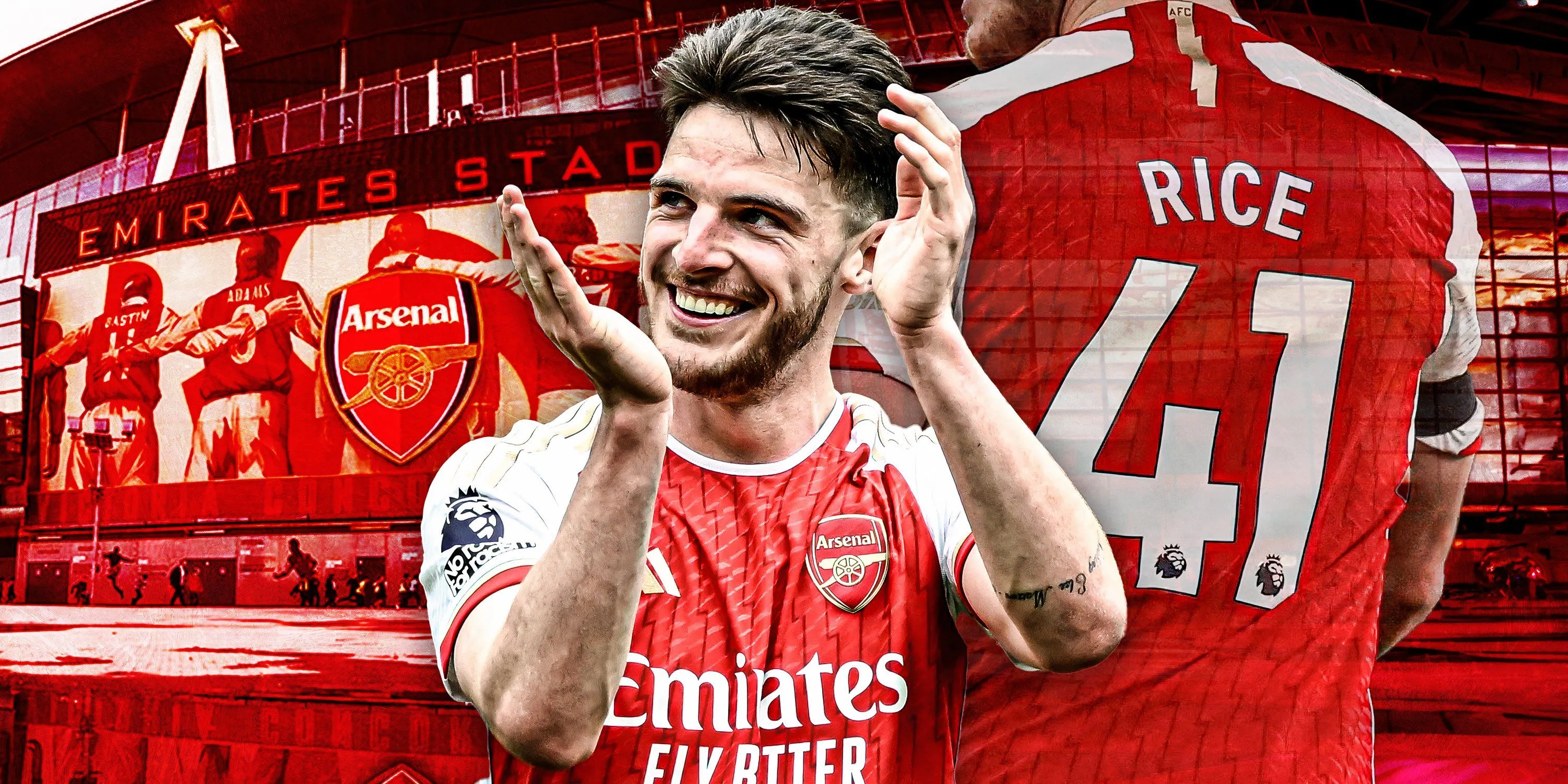 Declan Rice, tiền vệ Arsenal, ăn mừng sau một pha bóng, thể hiện vai trò quan trọng ở tuyến giữa