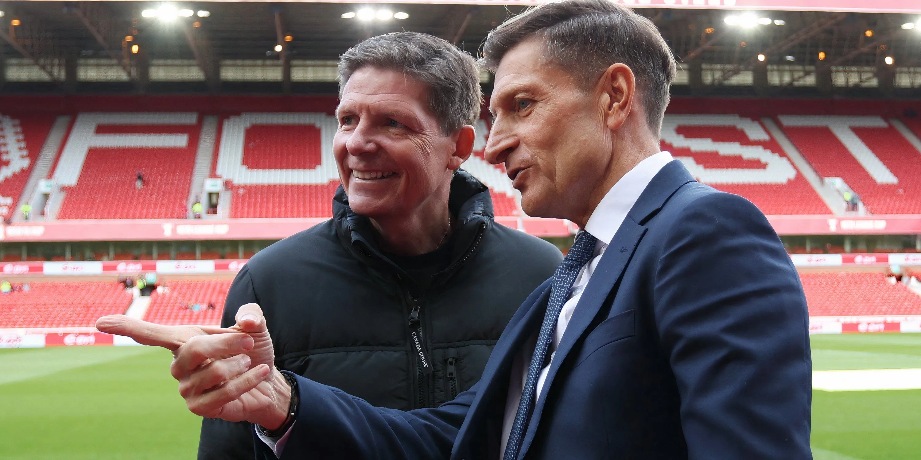 Chủ tịch Steve Parish và HLV Oliver Glasner của Crystal Palace, đội bóng vô địch FA Cup và có những động thái chuyển nhượng