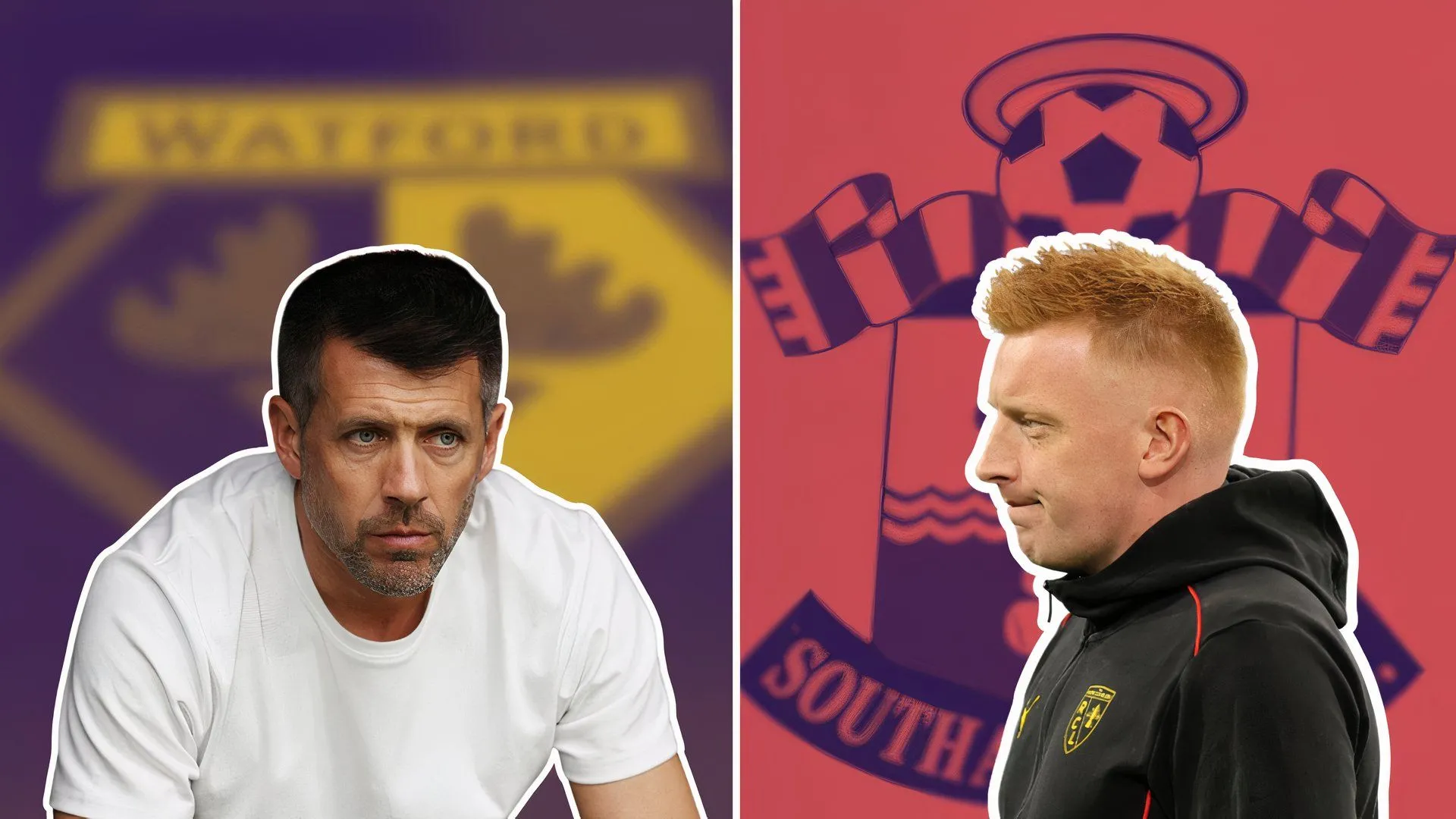 Huấn luyện viên Paulo Pezzolano của Watford FC và Will Still của Southampton trong cuộc đối đầu tại giải bóng đá Anh