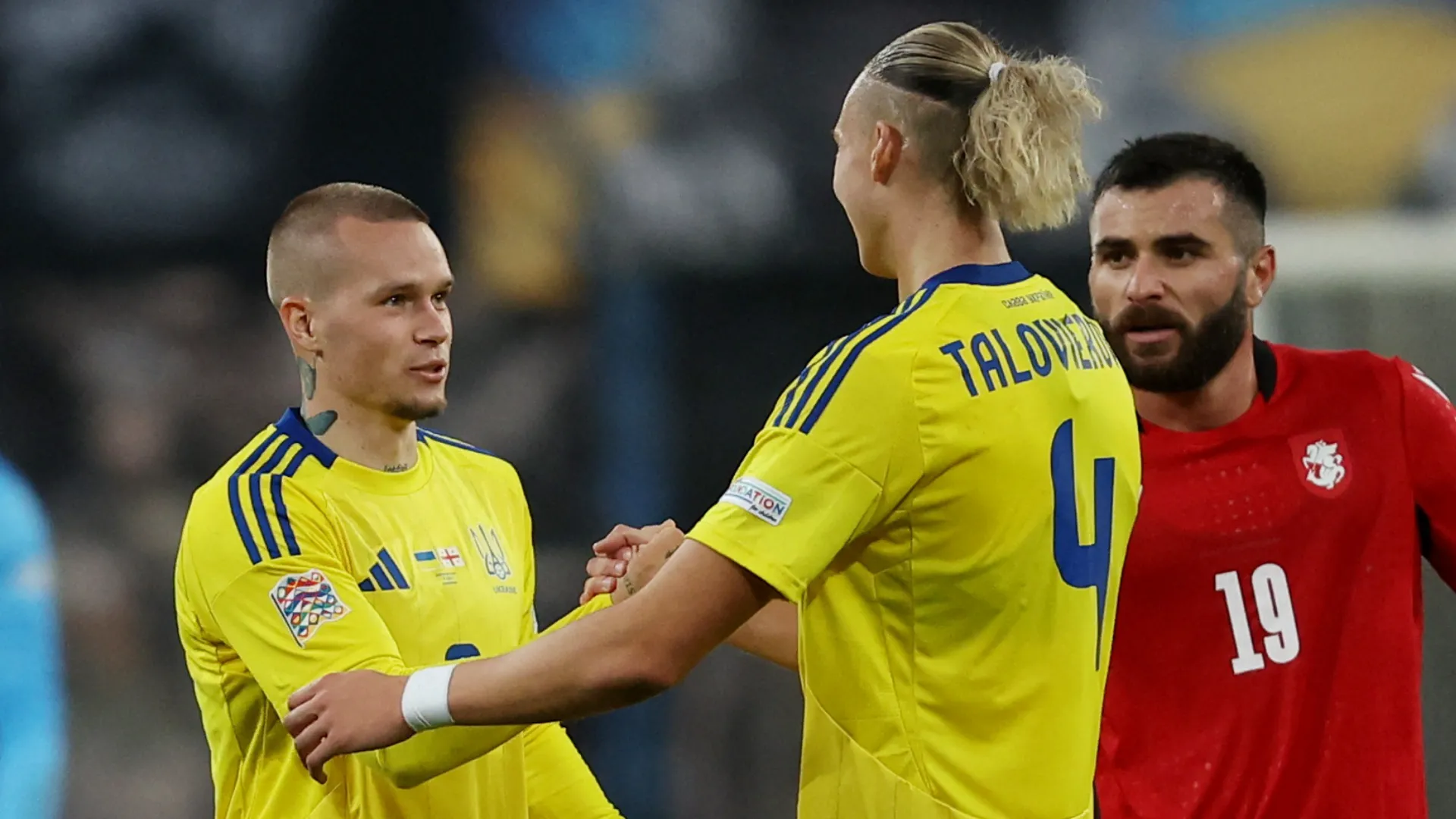 Maksym Talovierov trong màu áo đội tuyển quốc gia Ukraine thi đấu quốc tế